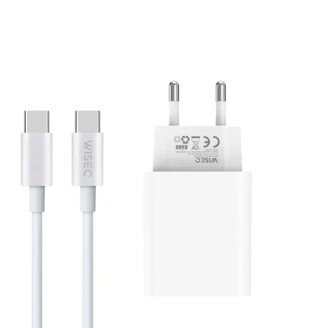 WiseQ 25W Snellader Wit met 2m USB-C Kabel Samsung