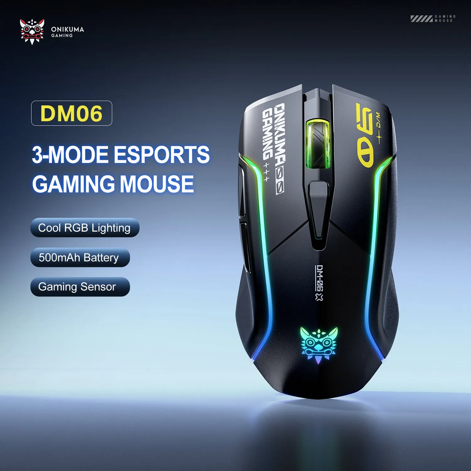 ONIKUMA DM06 gaming muis zwart tri-mode – 12800 DPI