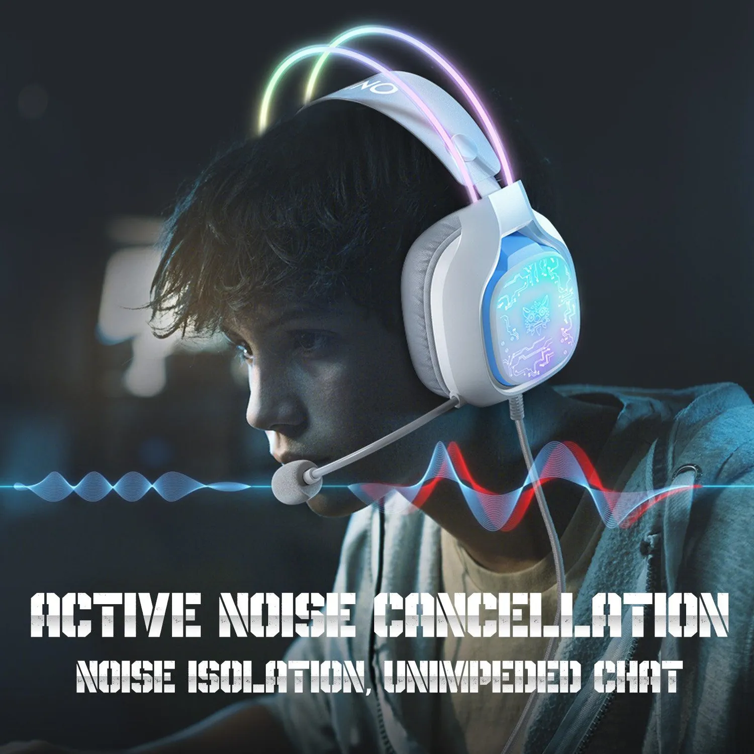 ONIKUMA X22 gaming headset bedraad RGB 50mm 1.8m