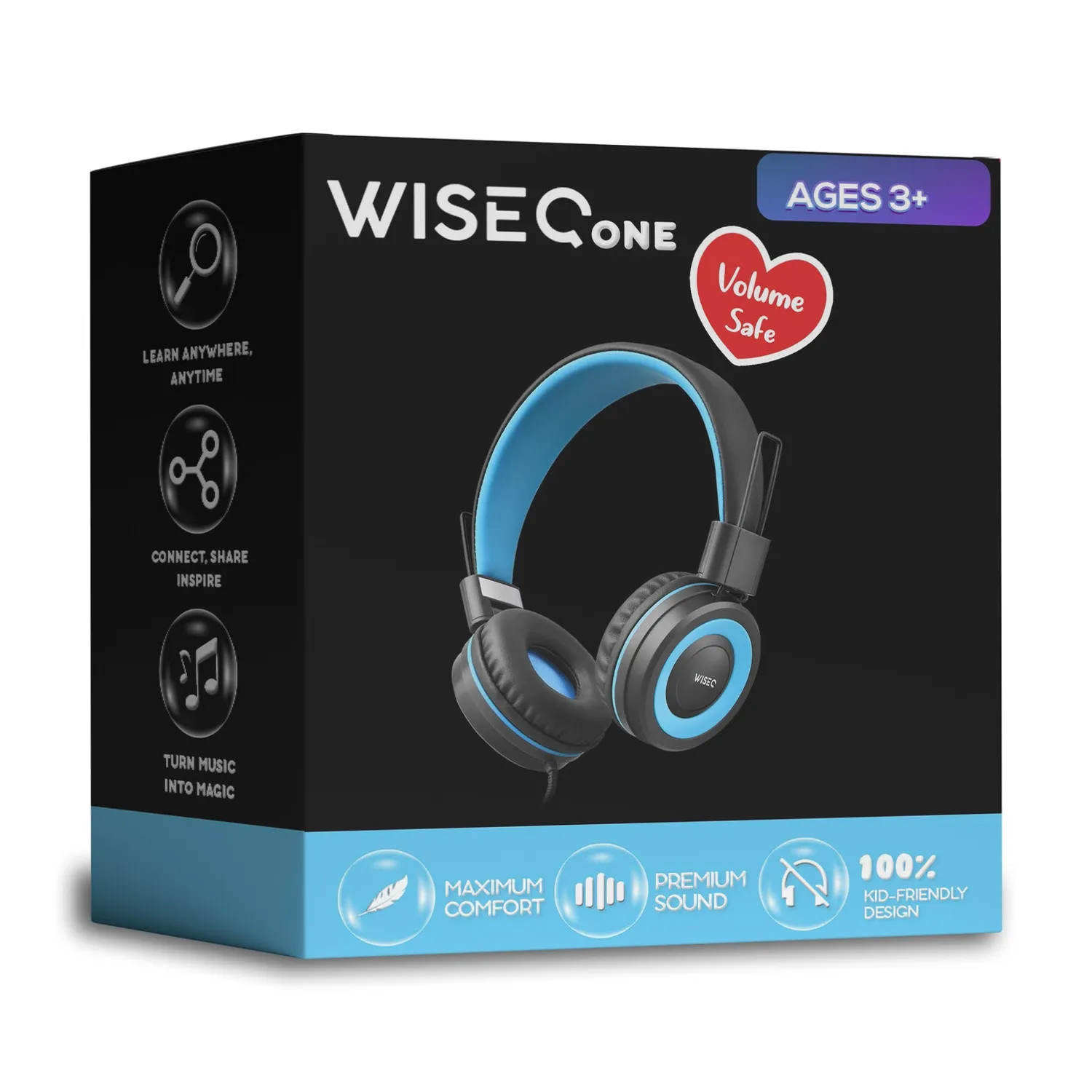 WISEQ One Bedrade Kinder Koptelefoon Zwart-Blauw – 85dB