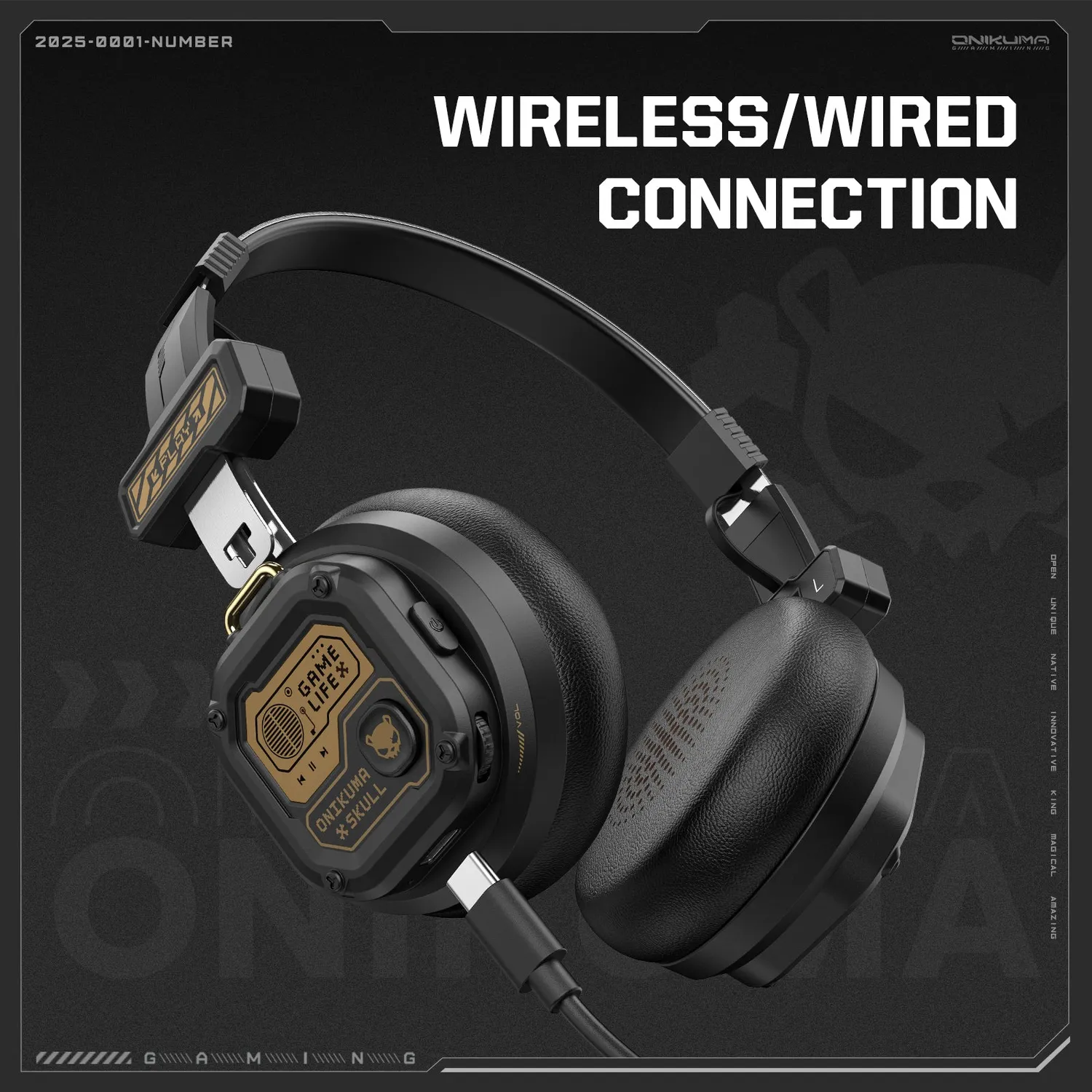 ONIKUMA GT803 gaming headset zwart draadloos 50 uur