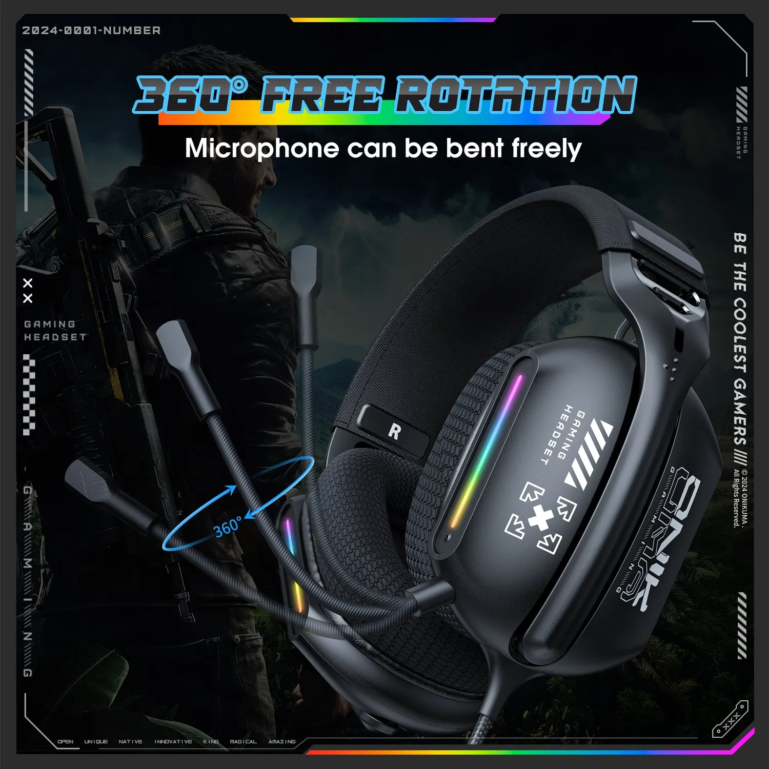 ONIKUMA X12 bedrade gaming headset zwart RGB