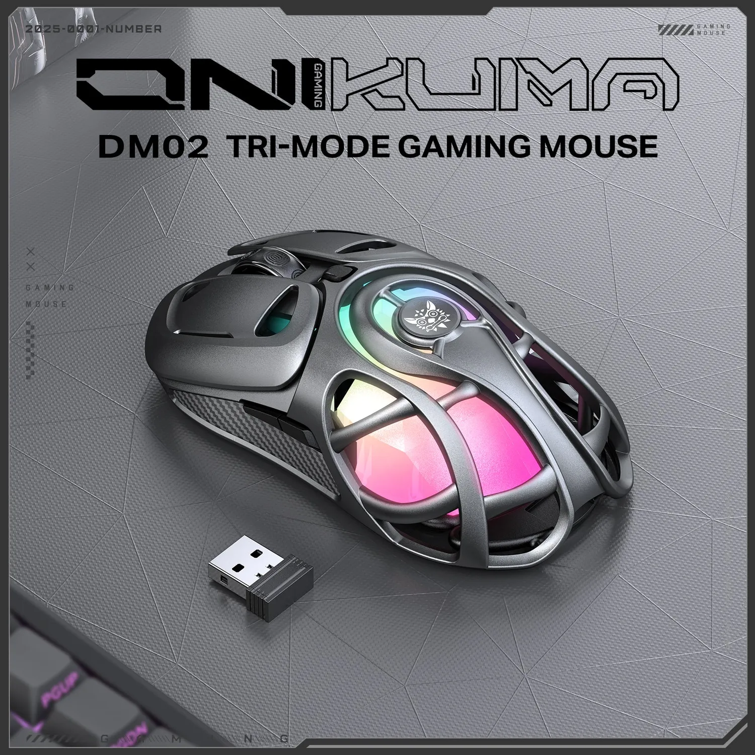 ONIKUMA DM02 gaming muis draadloos zwart 12800DPI