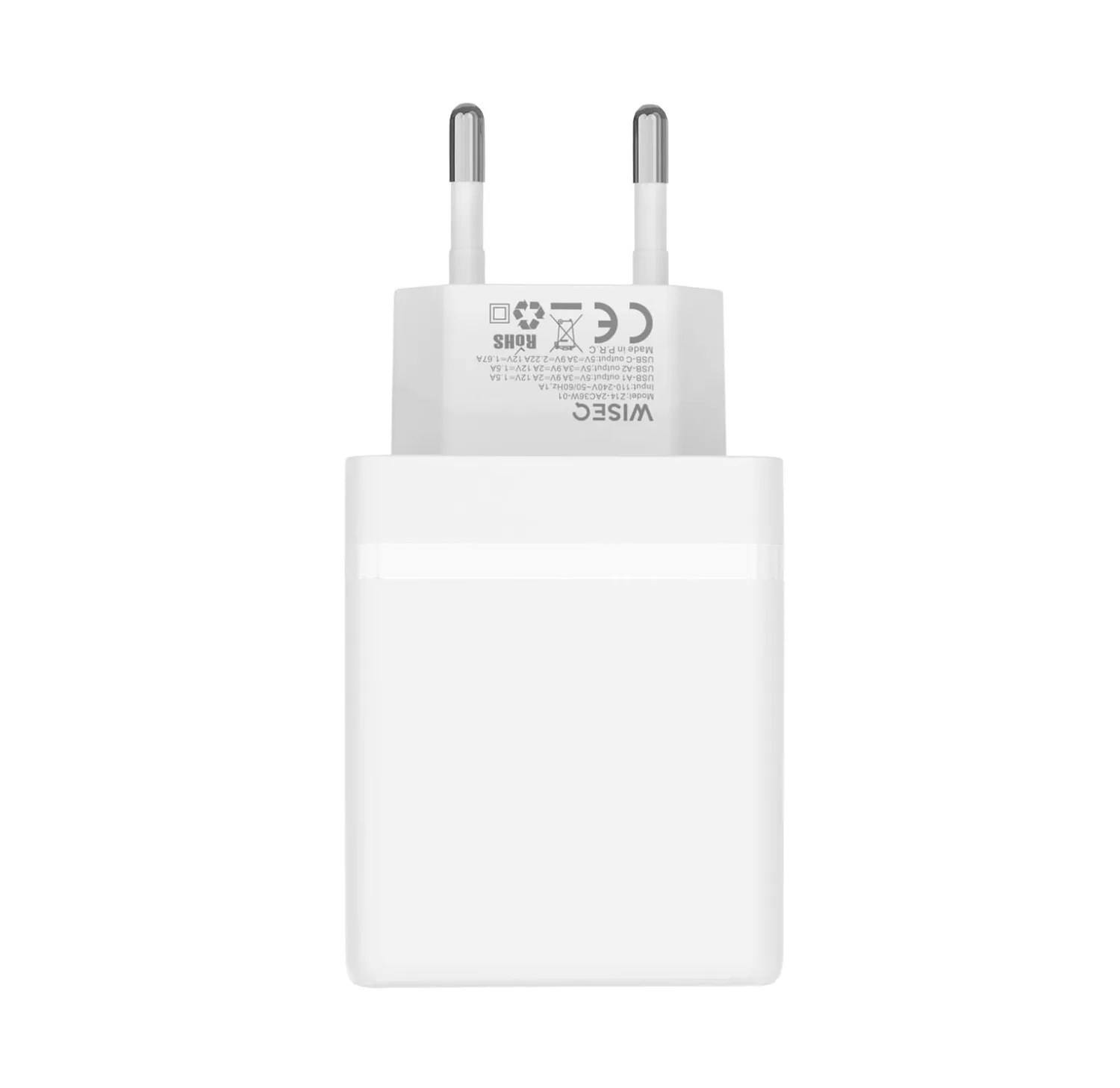 WiseQ 38W GaN snellader adapter wit 3-poorten
