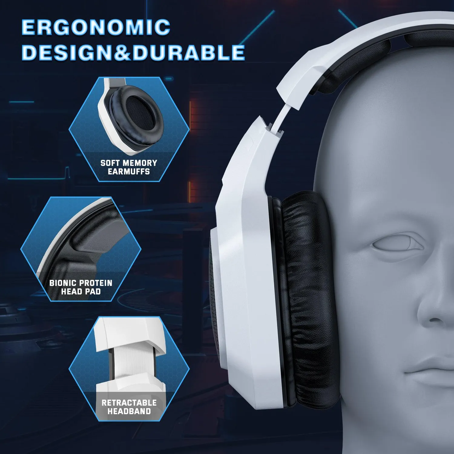 ONIKUMA B100 gaming headset draadloos 2.4GHz 50mm