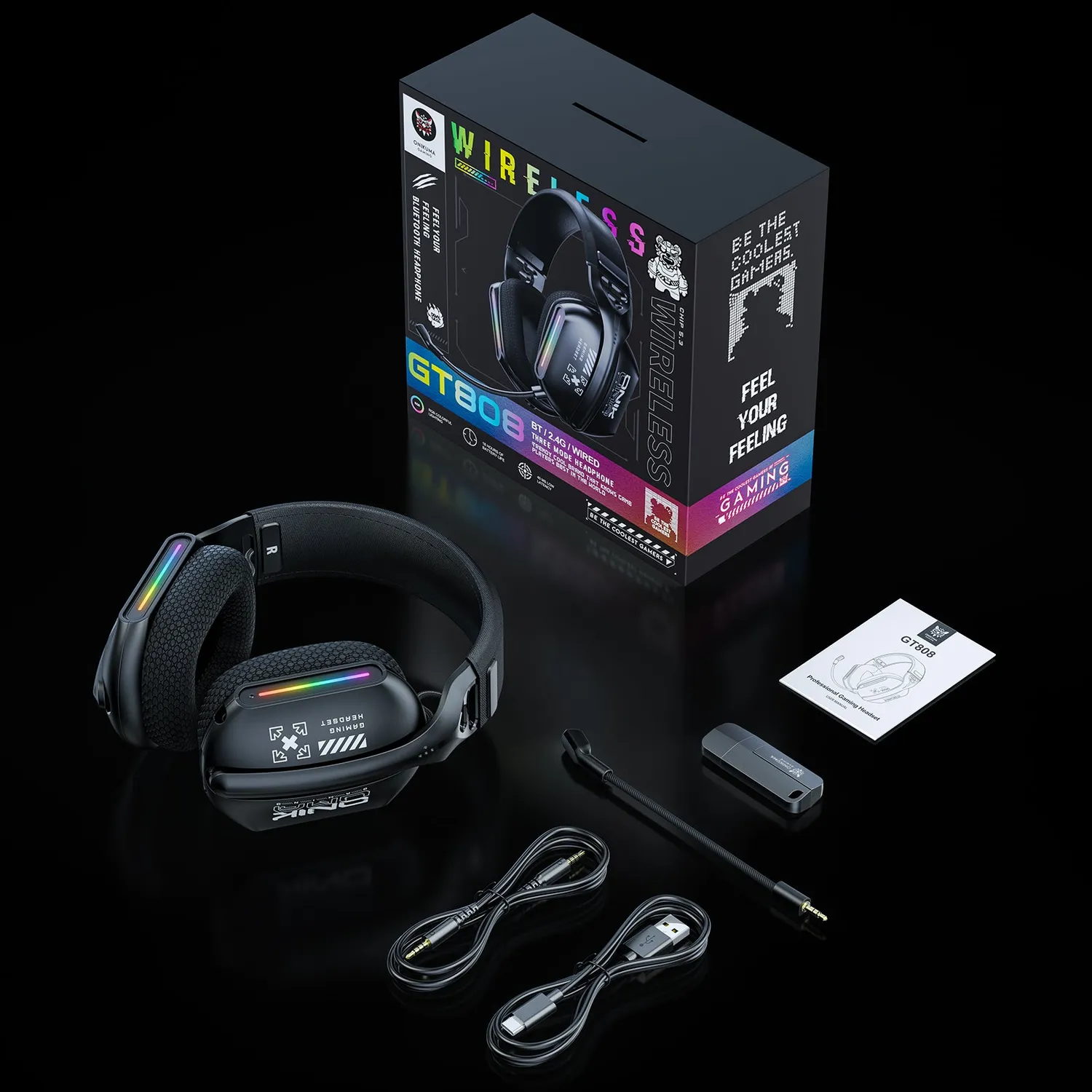 ONIKUMA GT808 gaming headset zwart bluetooth