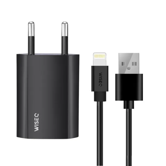 WISEQ iPhone oplader Lightning 1 meter zwart