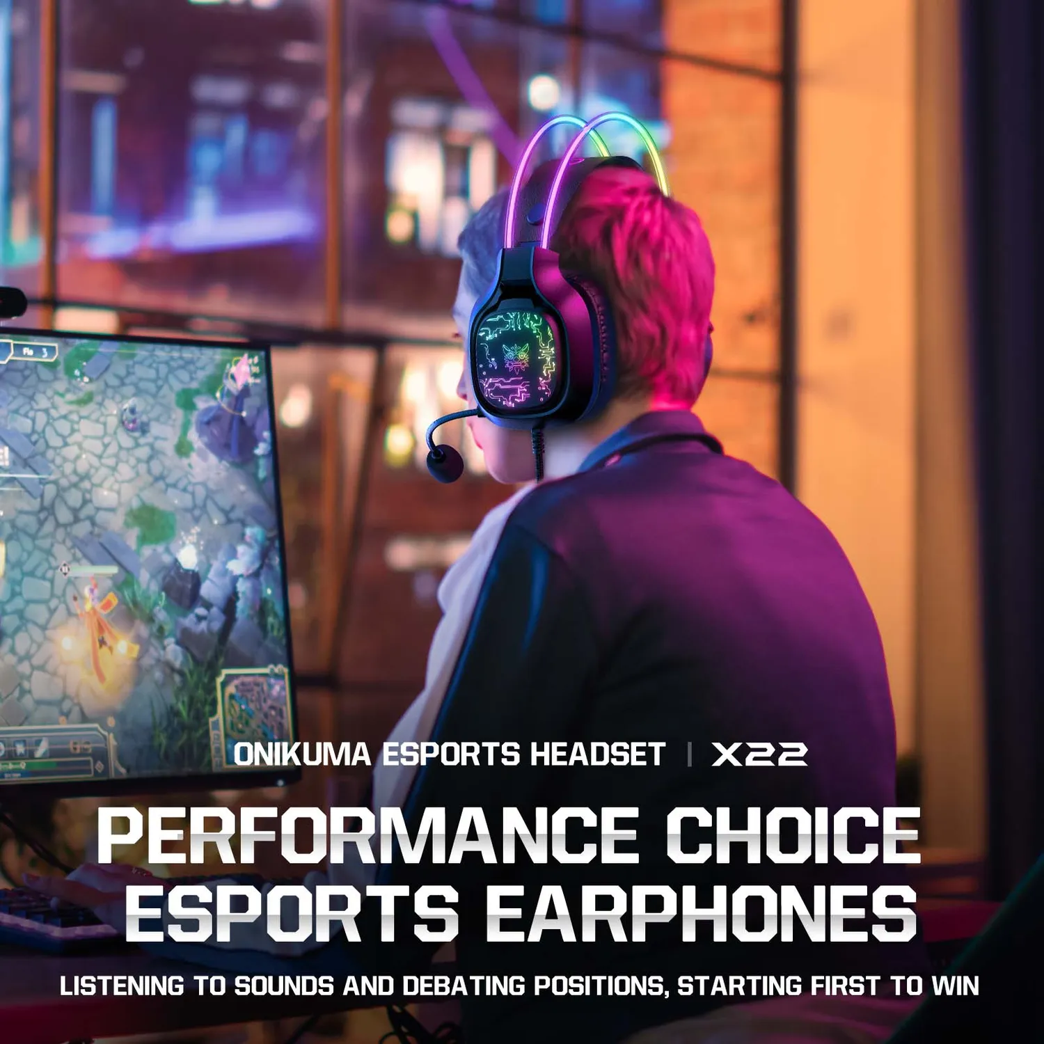ONIKUMA X22 gaming headset bedraad RGB 50mm 1.8m