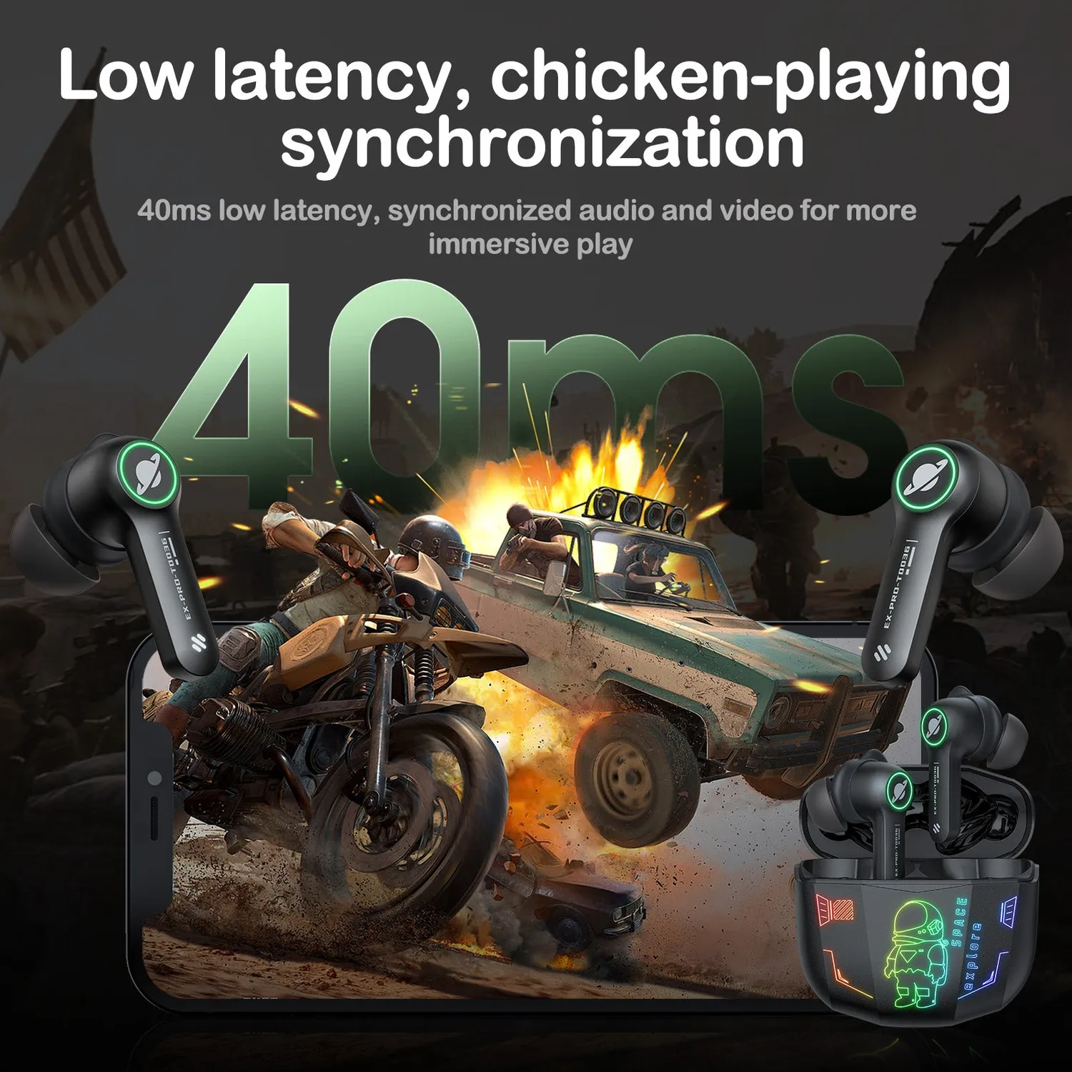 ONIKUMA T36 gaming oordopjes TWS RGB low latency
