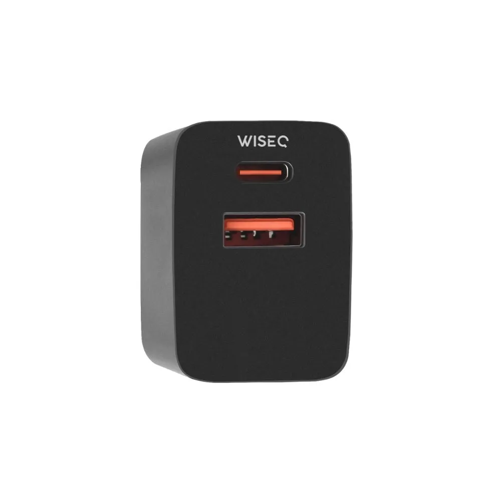 WiseQ 33W Adapter USB-A USB-C Zwart Snellader