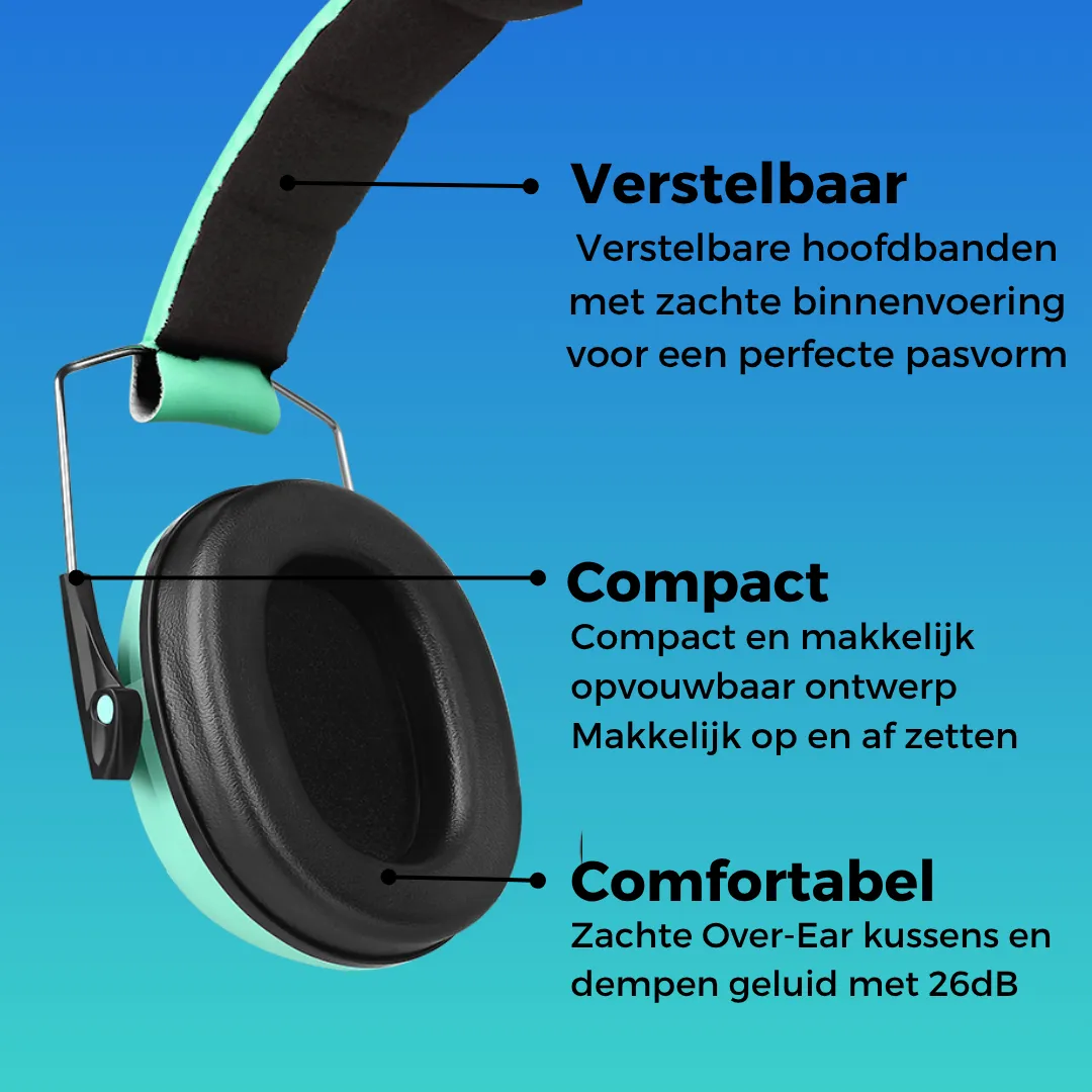 WISEQ Gehoorbescherming Kinderen Oorkappen Mintgroen 26dB