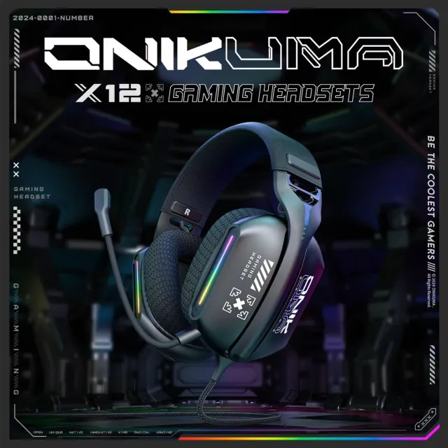 ONIKUMA X12 bedrade gaming headset zwart RGB