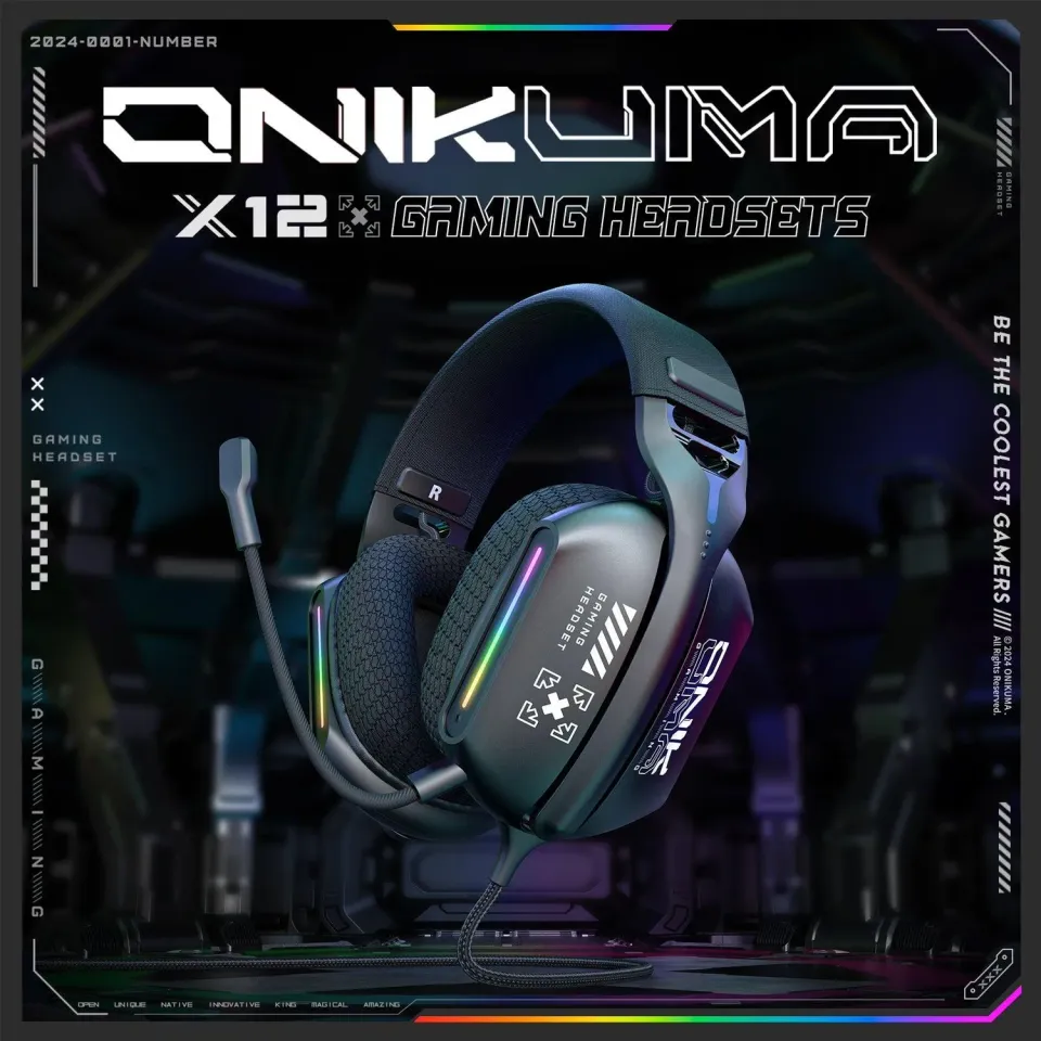 ONIKUMA X12 bedrade gaming headset zwart RGB
