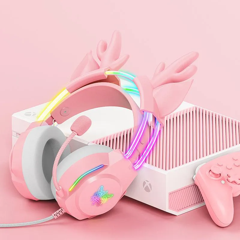 ONIKUMA X26 gaming headset roze bedraad RGB