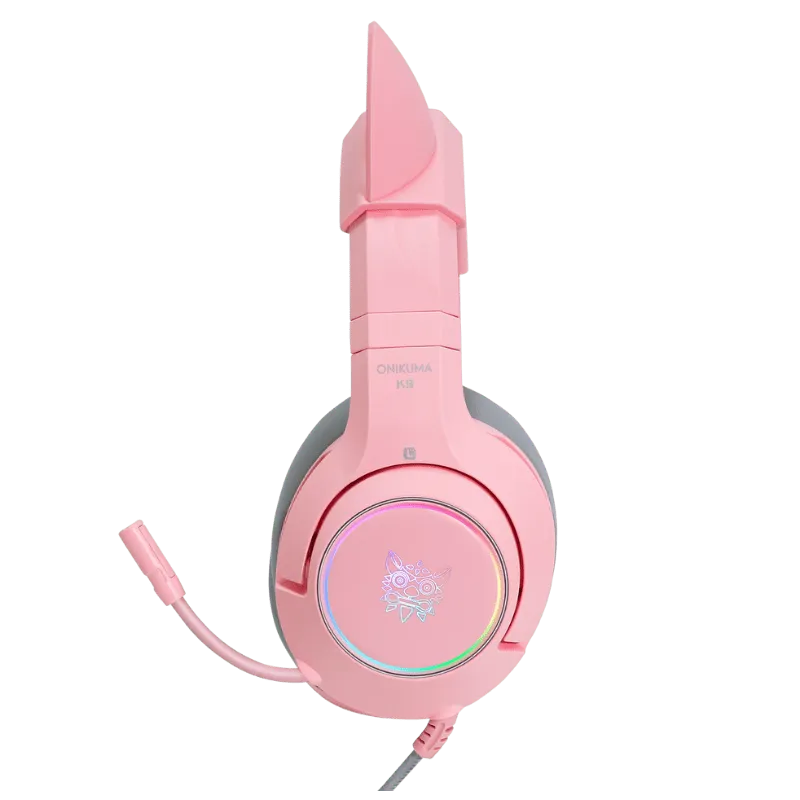 ONIKUMA K9 gaming headset roze met kattenoren RGB