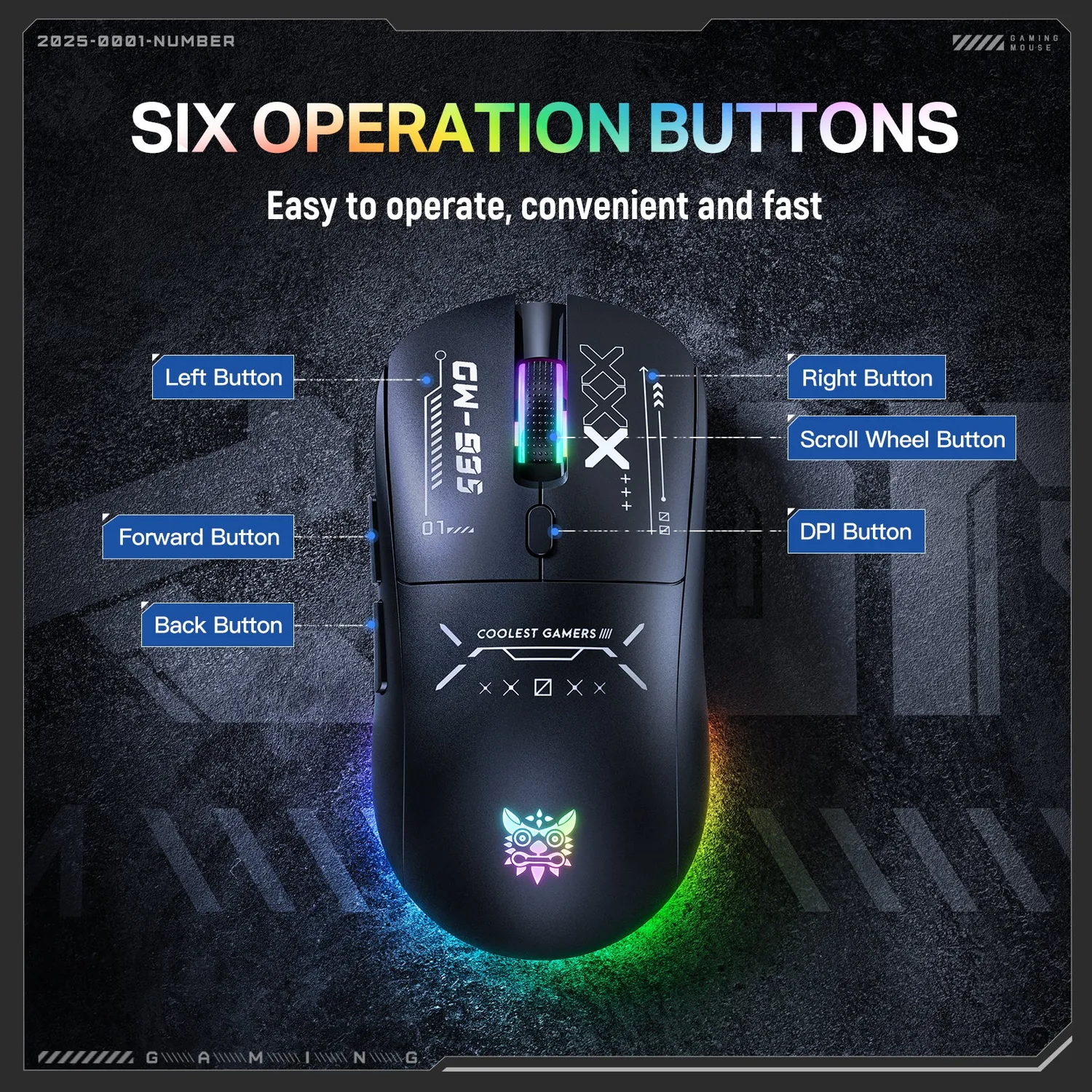 ONIKUMA CW935 Gaming Muis Zwart Draadloos RGB 12800DPI