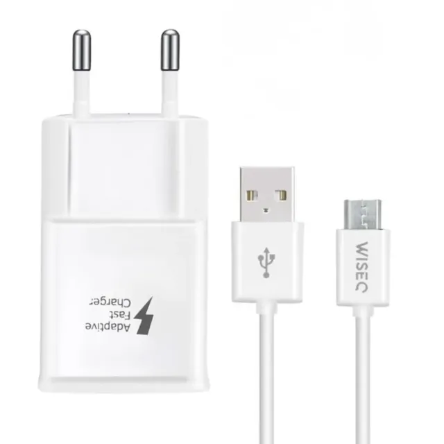 WiseQ micro-USB oplader set kabel 1m wit snellader