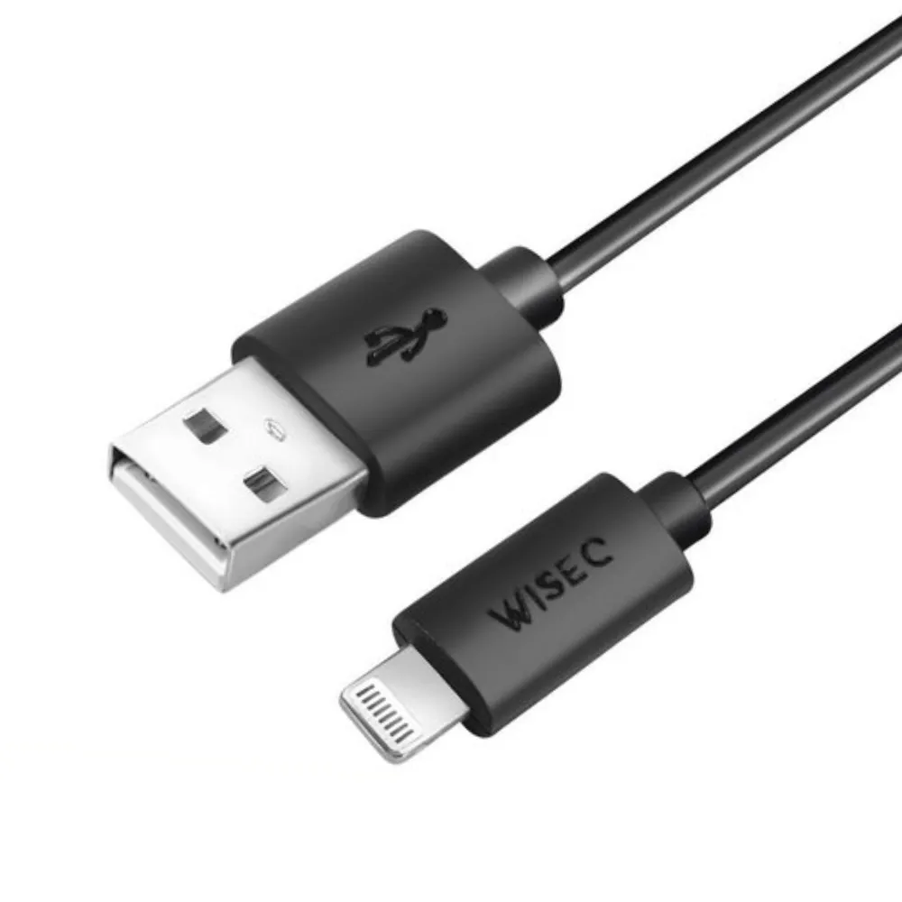 WISEQ USB naar Lightning kabel 1 meter zwart sync