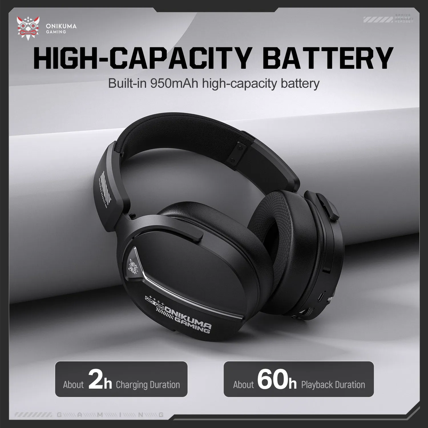 ONIKUMA GT887 gaming headset zwart 60 uur 4-modi