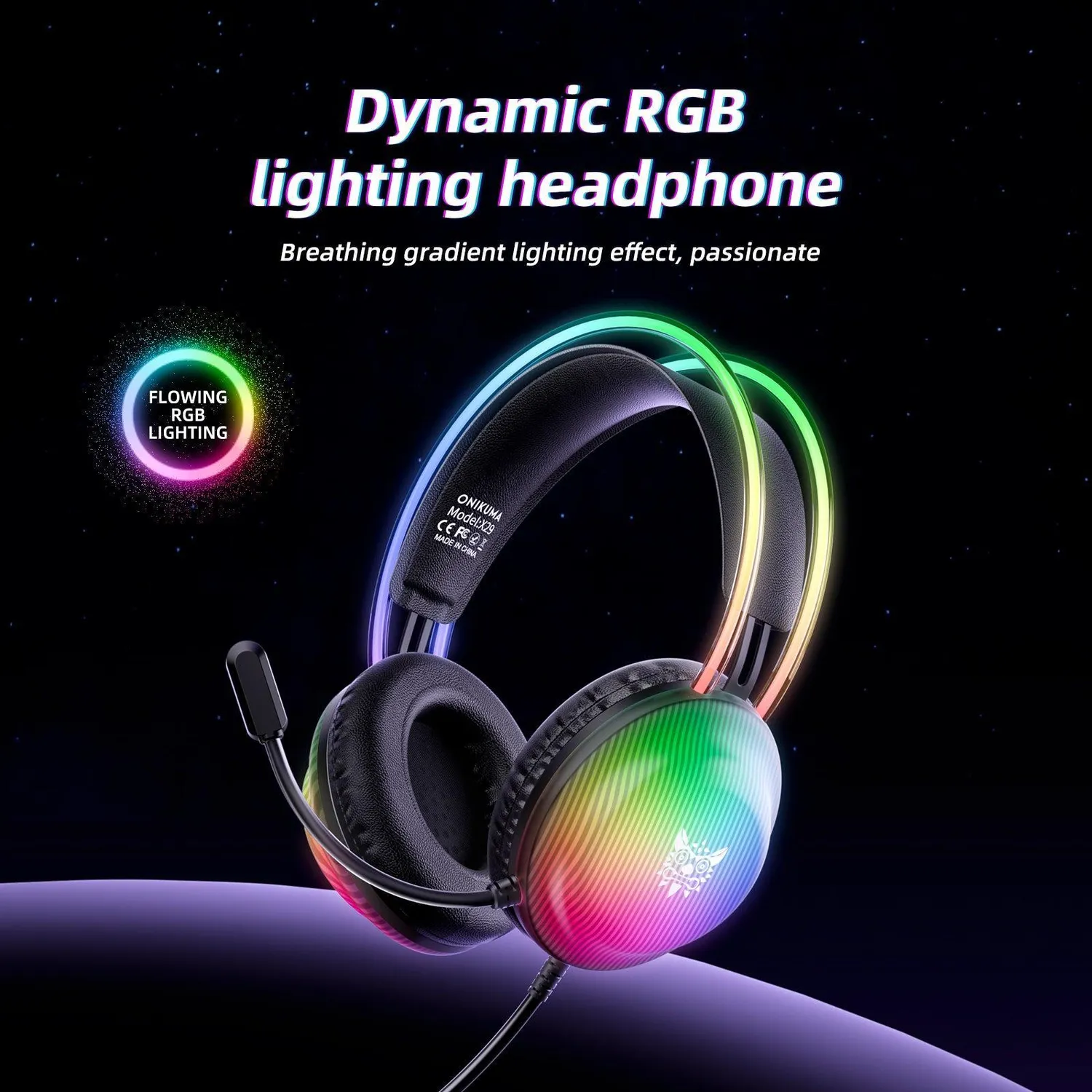 ONIKUMA X29 gaming headset bedraad RGB stereo