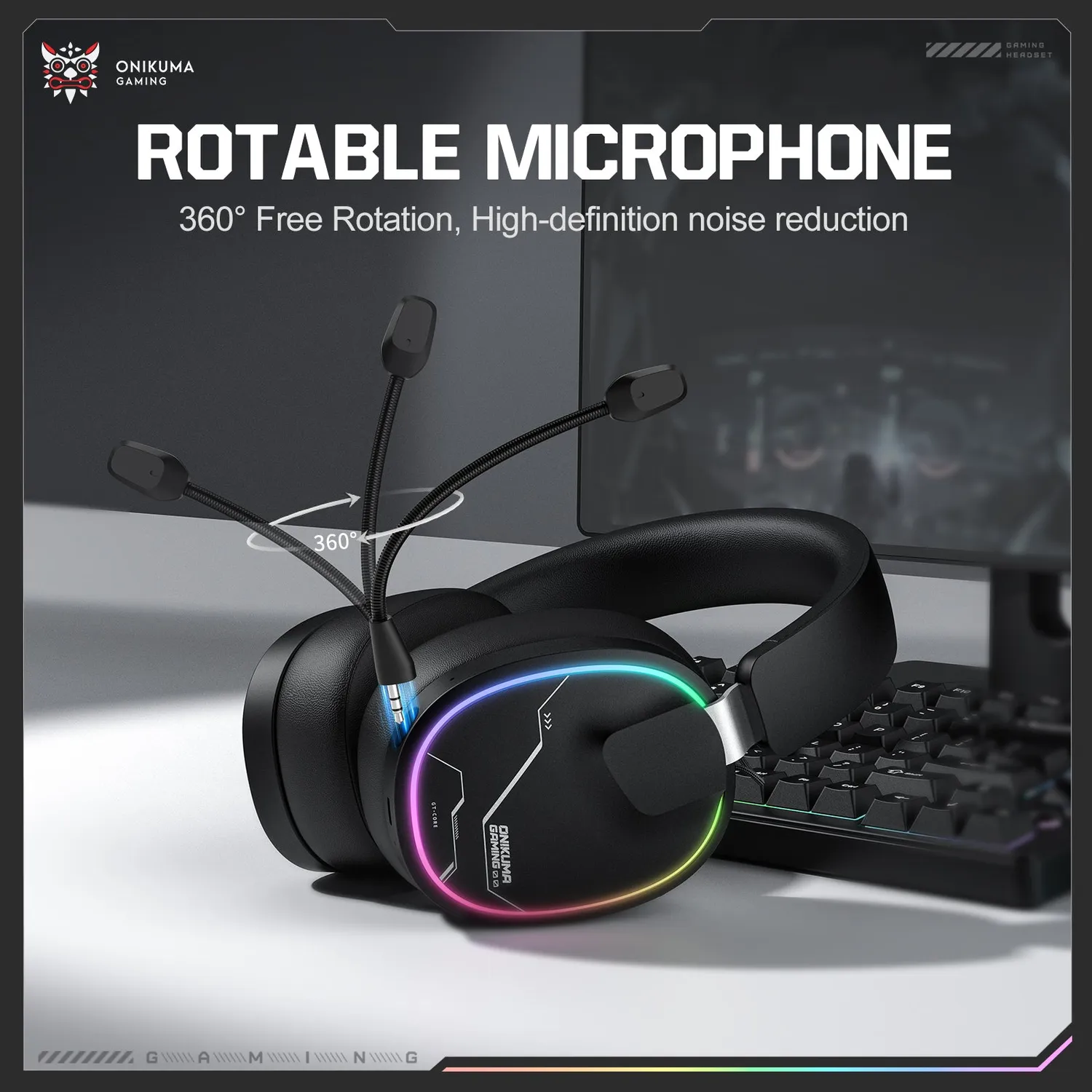 ONIKUMA GT836 gaming headset zwart 60 uur