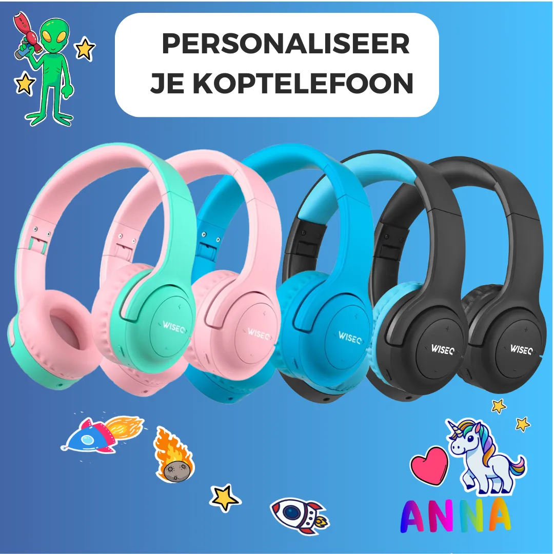 WISEQ Hero Kinder Koptelefoon Draadloos Zwart-Blauw –38u