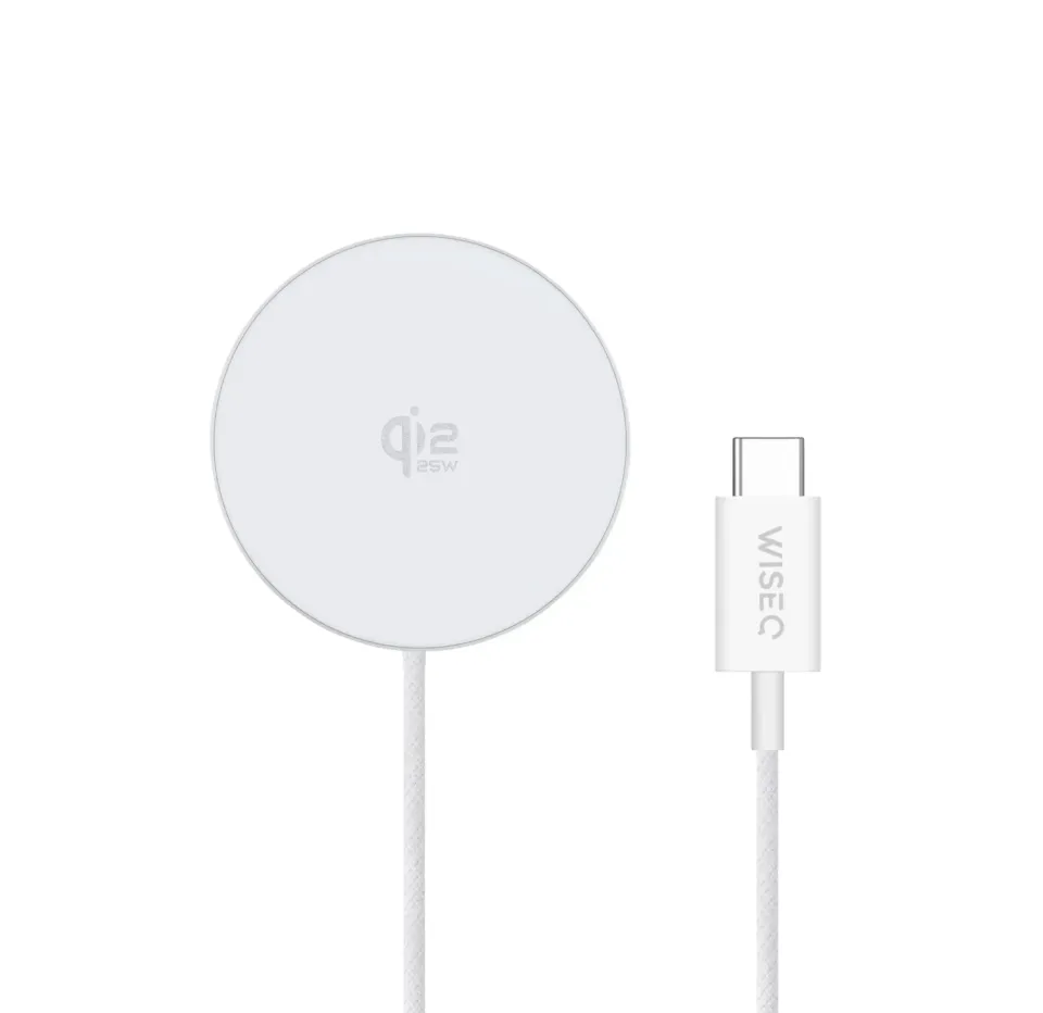 WISEQ 25W MagSafe draadloze oplader wit magnetisch