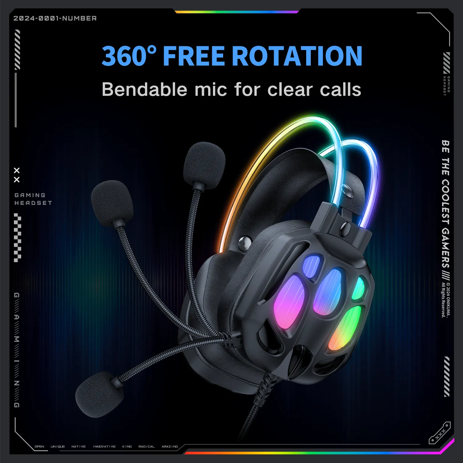 ONIKUMA X89 gaming headset zwart met RGB en microfoon