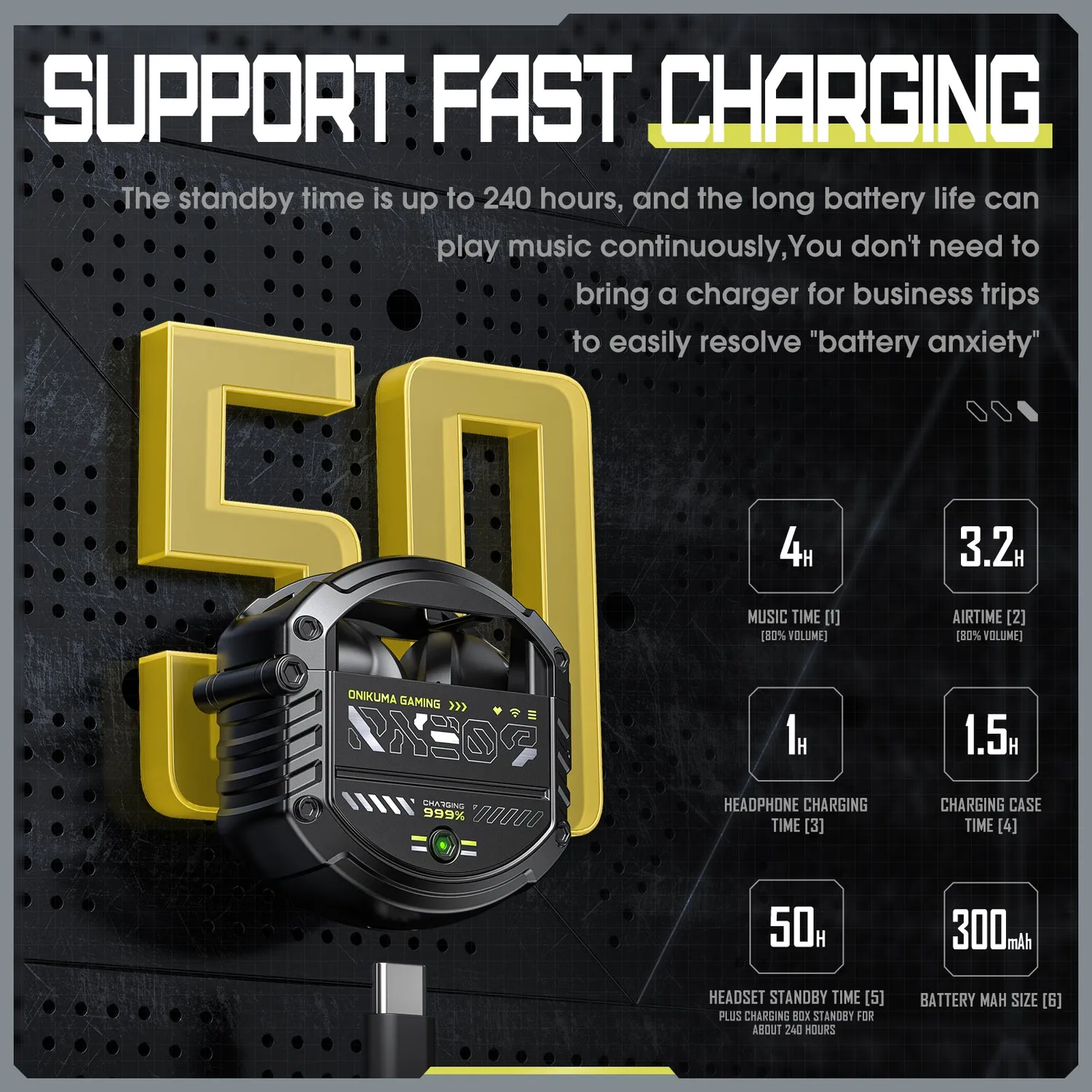 ONIKUMA T309 gaming oordopjes met laadcase