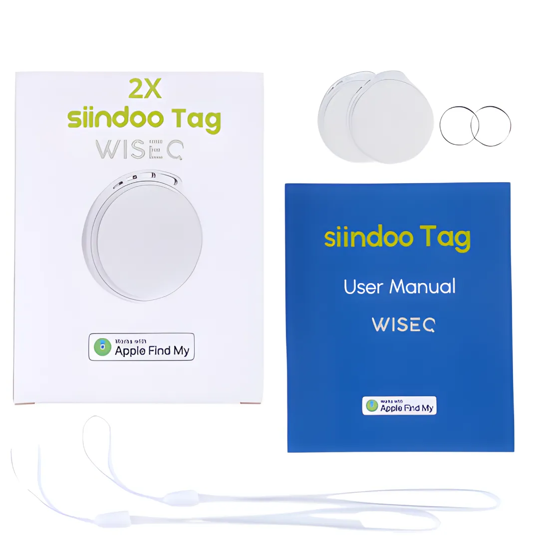 WISEQ GPS Tracker sleutelvinder wit 2 stuks Find My