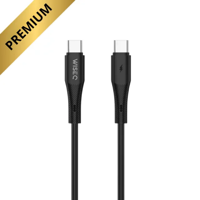 WiseQ Premium 60W USB-C Kabel Zwart 1 Meter Snelladen