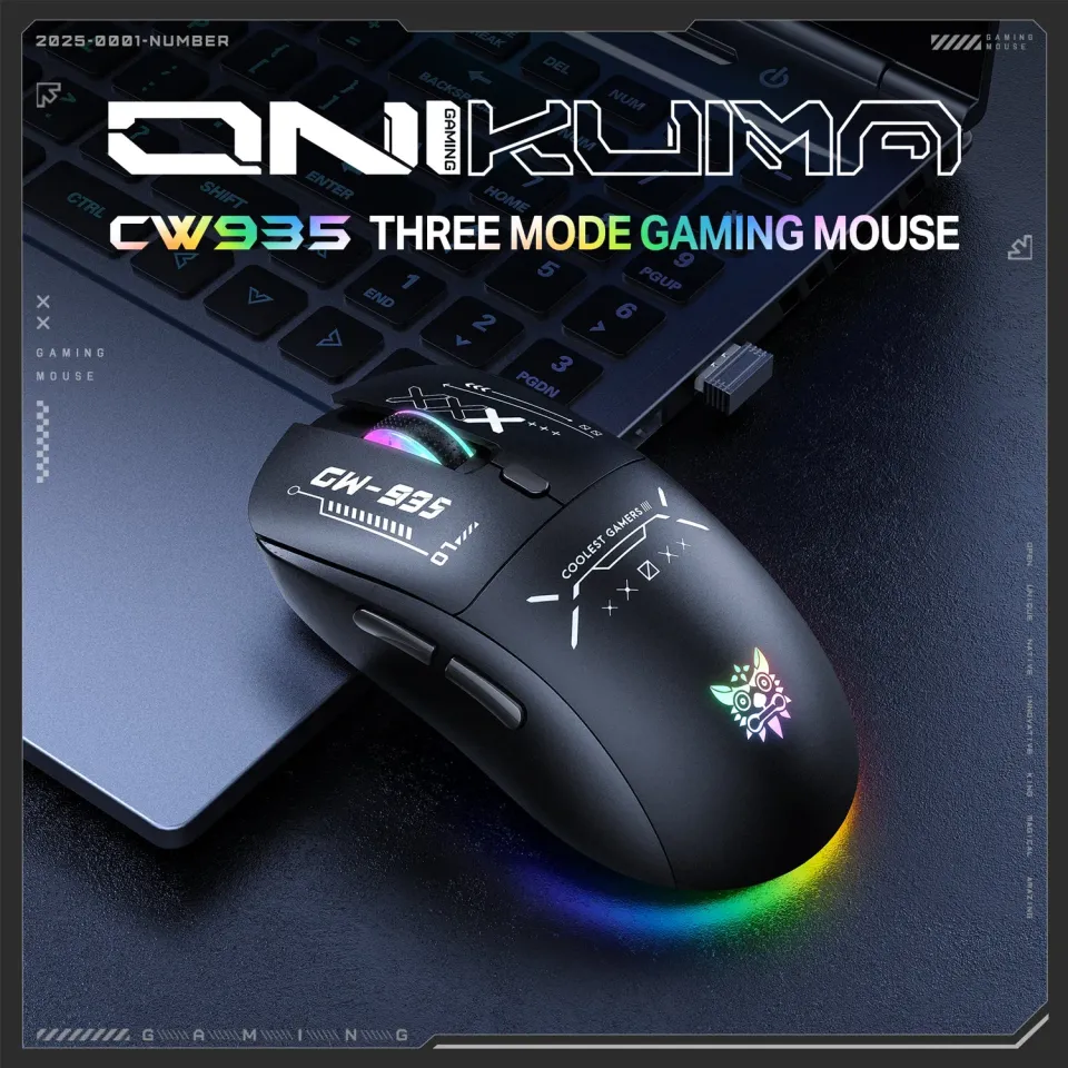 ONIKUMA CW935 Gaming Muis Zwart Draadloos RGB 12800DPI