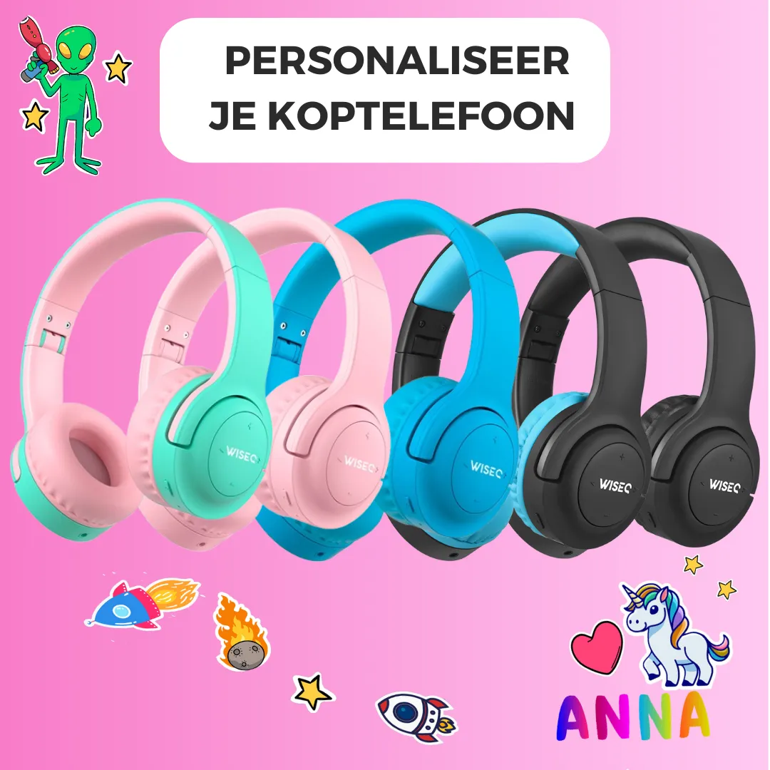 WISEQ Hero kinderkoptelefoon Unicorn-Bubblegum 38 uur volumebegrensd