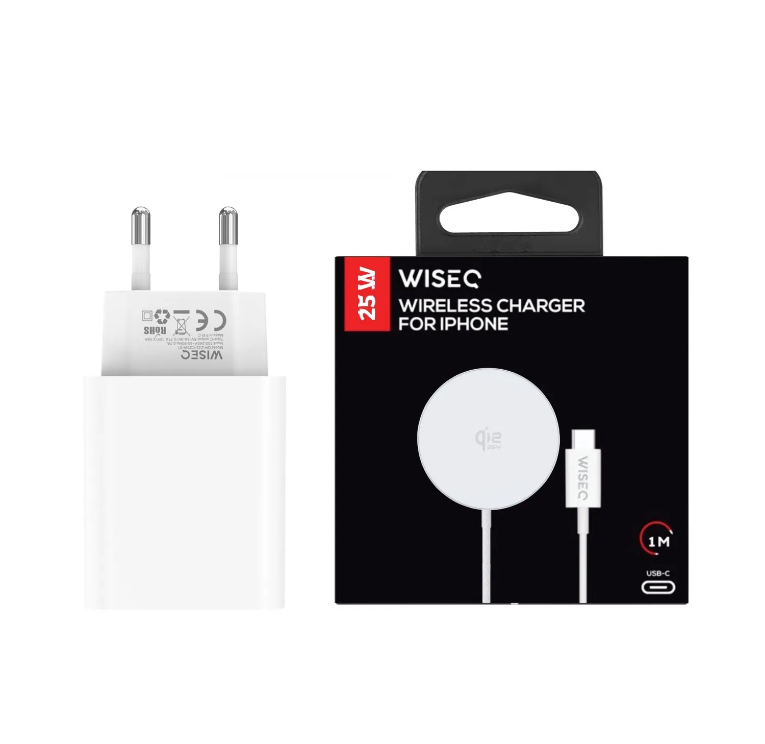 WISEQ 25W MagSafe draadloze lader wit 30W adapter