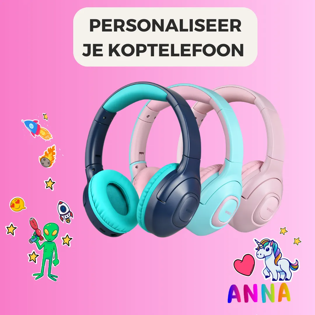 WISEQ Unbreakable Kinderkoptelefoon Draadloos Roze 45u