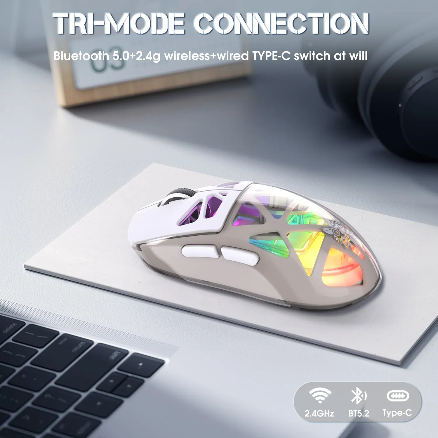 ONIKUMA CW930 gaming muis zwart tri-mode RGB