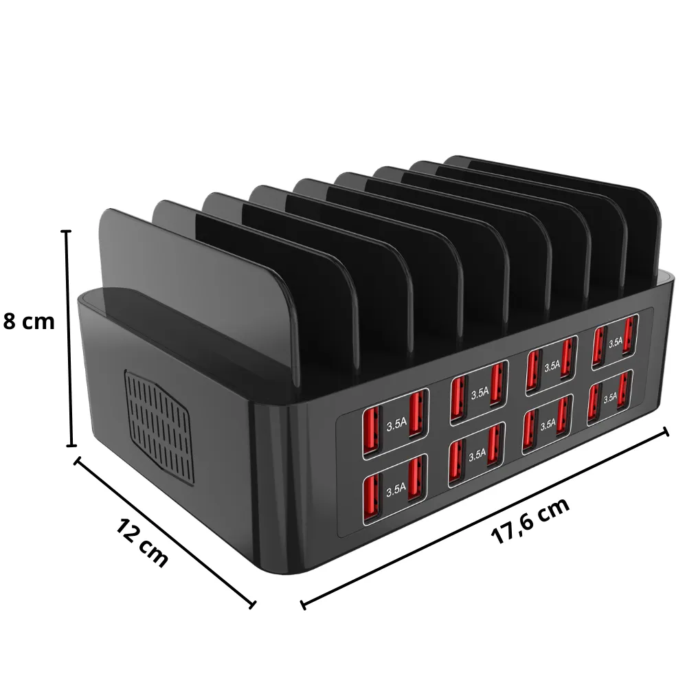 WISEQ 16 Poorten USB Hub 150W met Voeding 16x USB-A