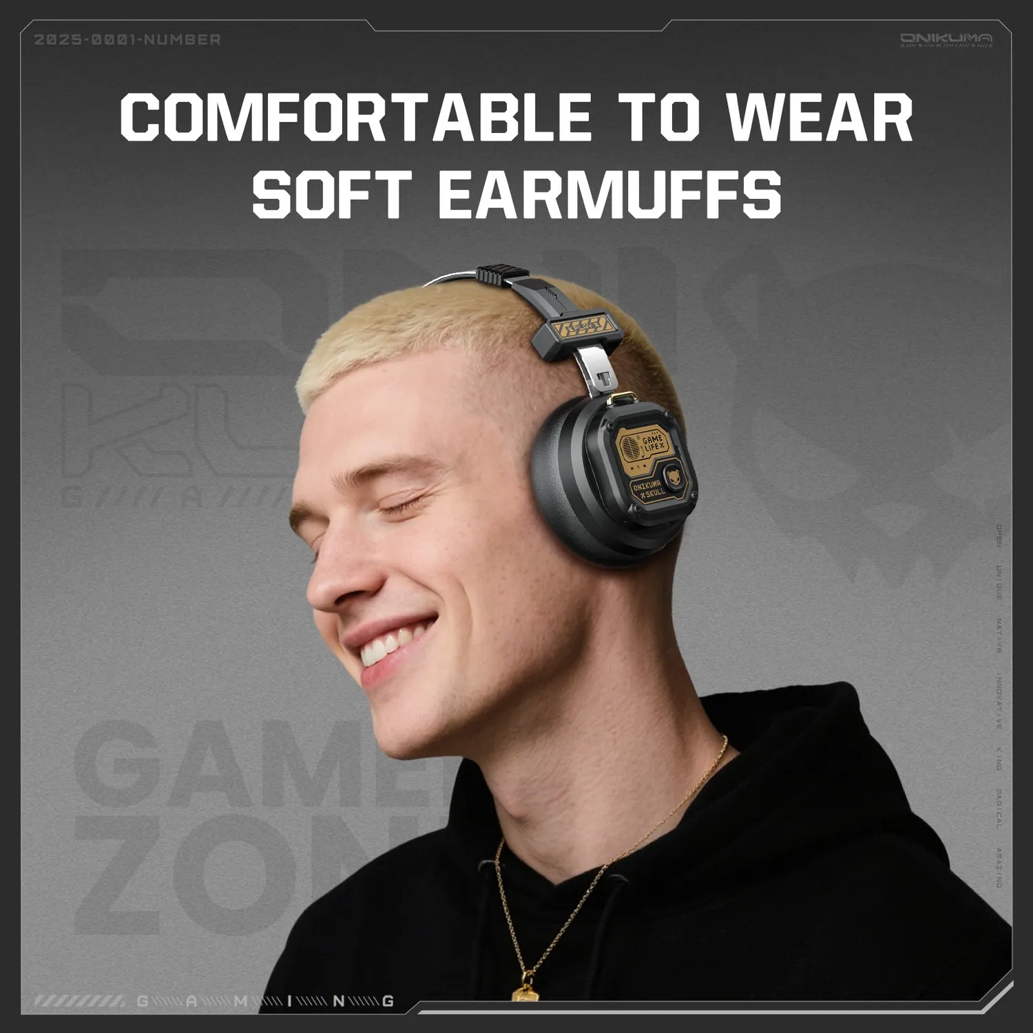 ONIKUMA GT803 gaming headset zwart draadloos 50 uur