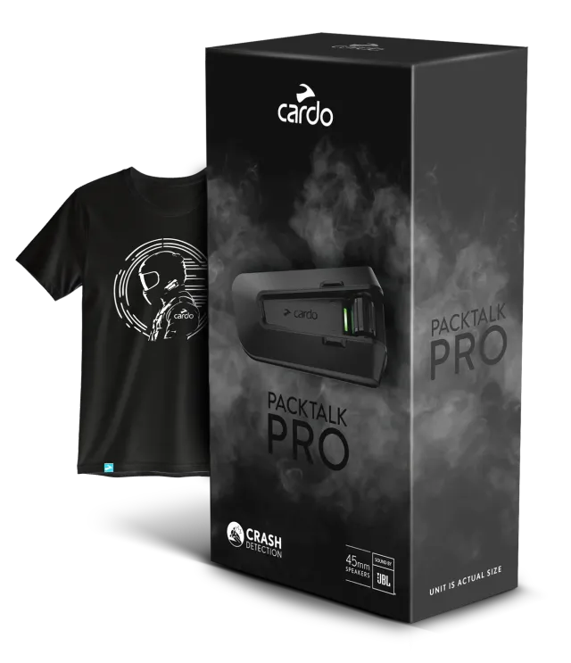 Cardo Packtalk Pro intercom bundel met Rider T-shirt