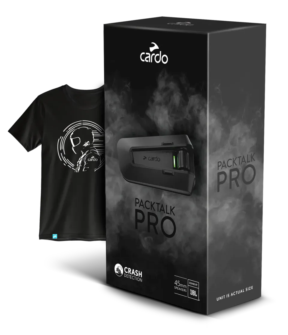 Cardo Packtalk Pro intercom bundel met Rider T-shirt