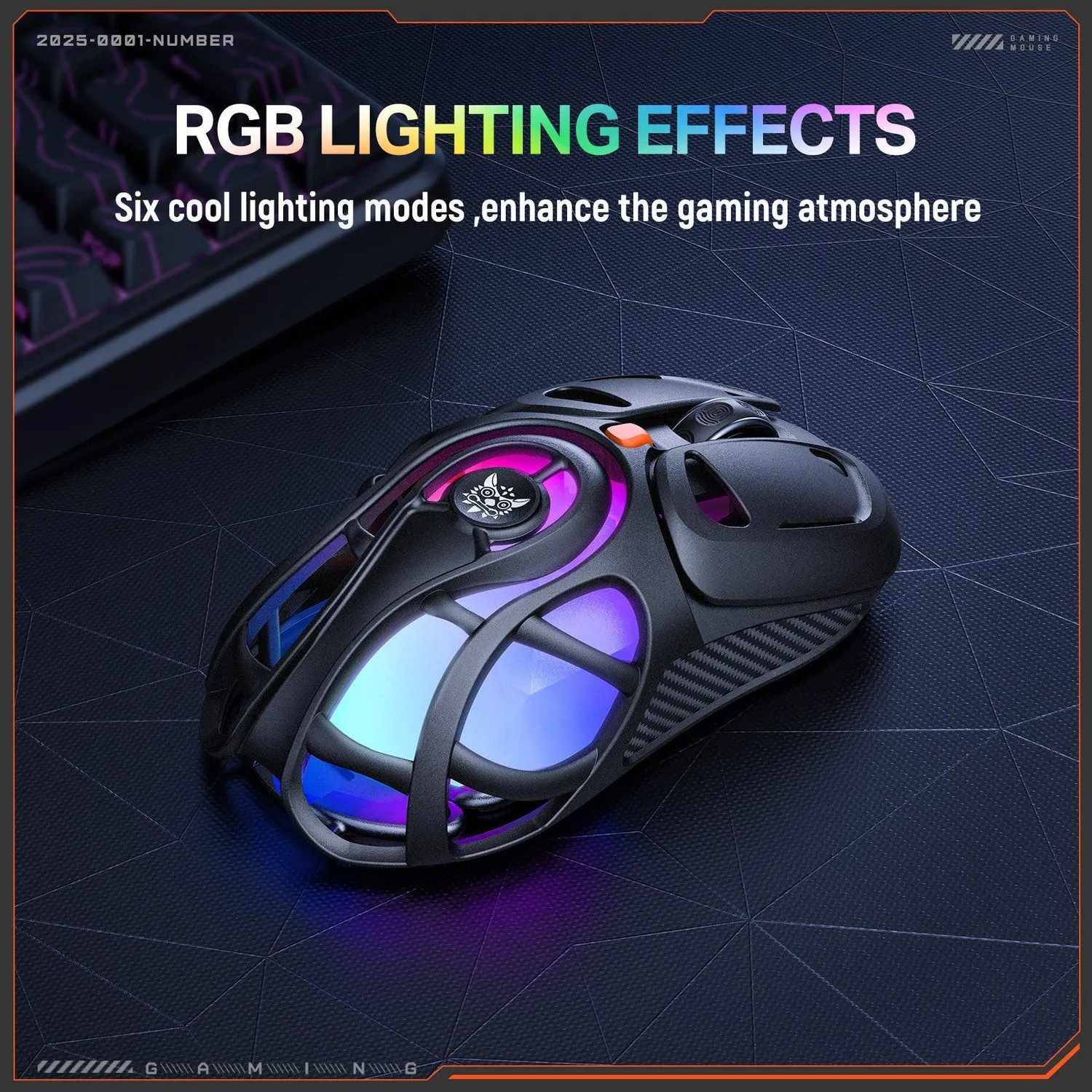 ONIKUMA DM02 gaming muis draadloos zwart 12800DPI