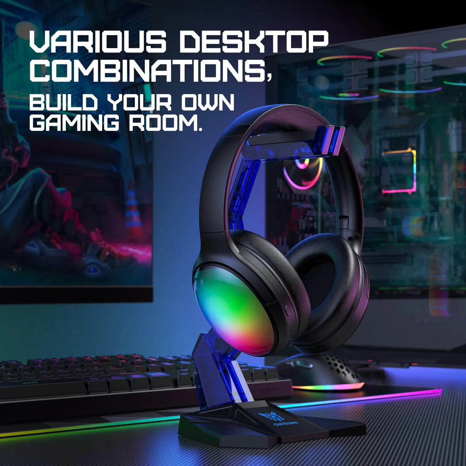ONIKUMA B3 koptelefoon zwart bluetooth RGB 45 uur