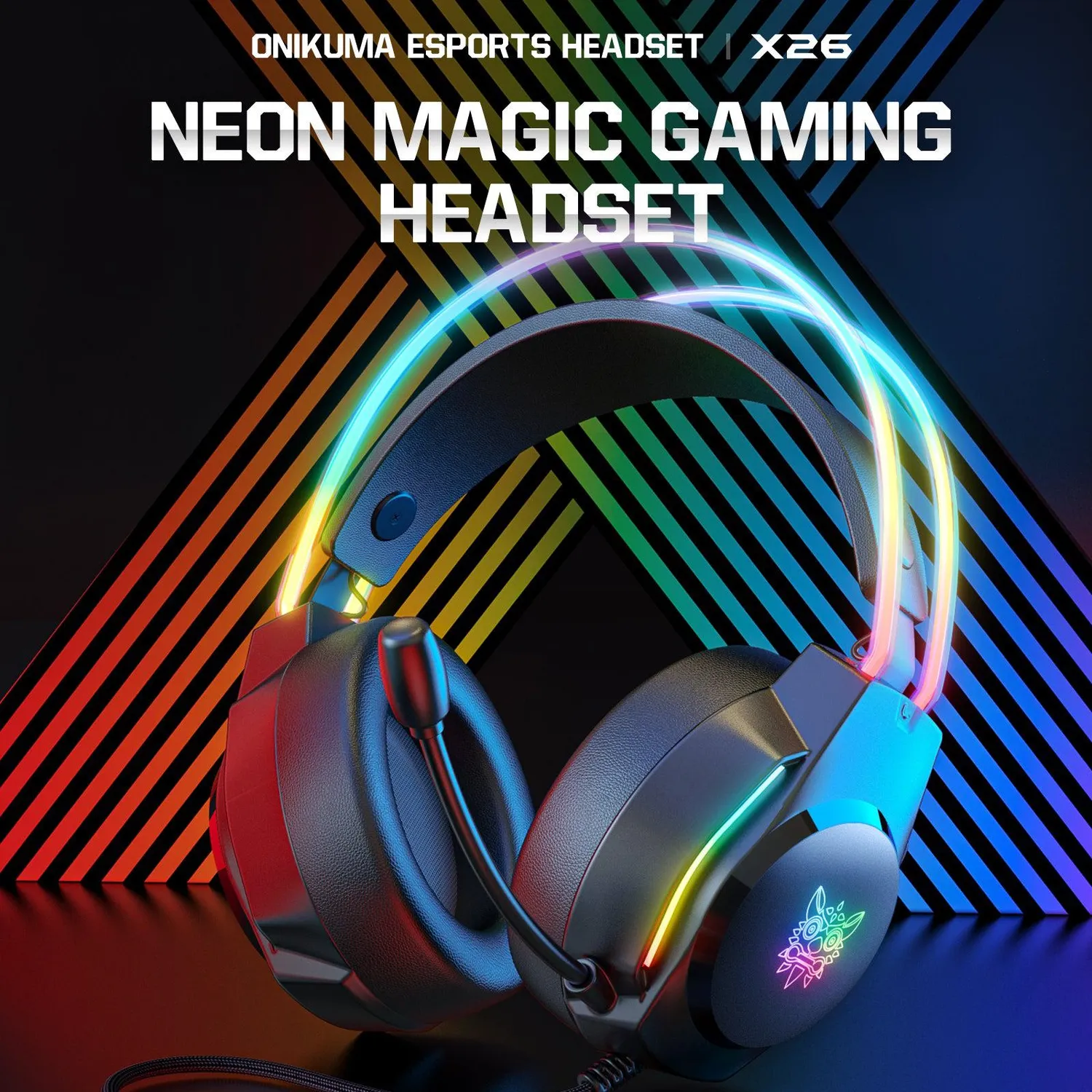ONIKUMA X26 gaming headset roze bedraad – met RGB