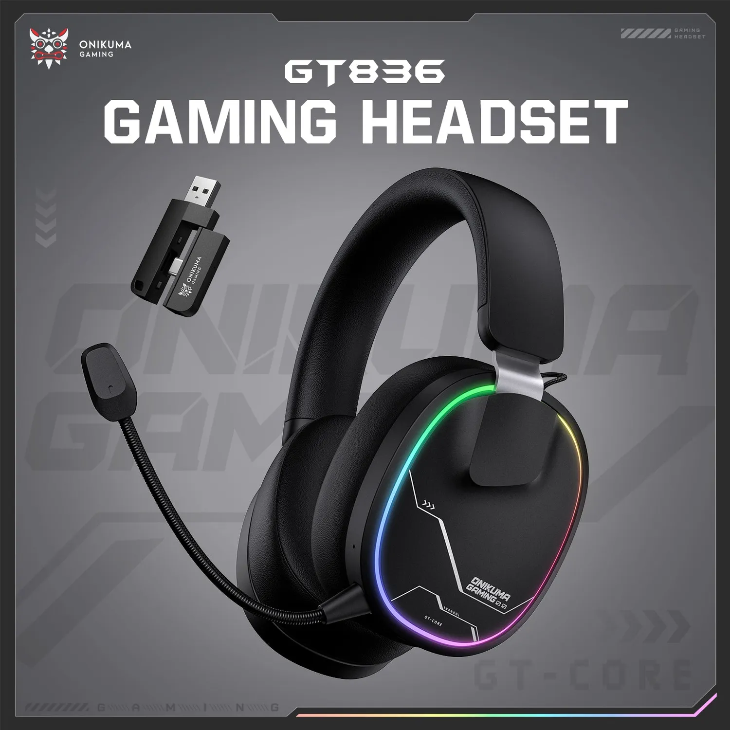 ONIKUMA GT836 gaming headset zwart 60 uur