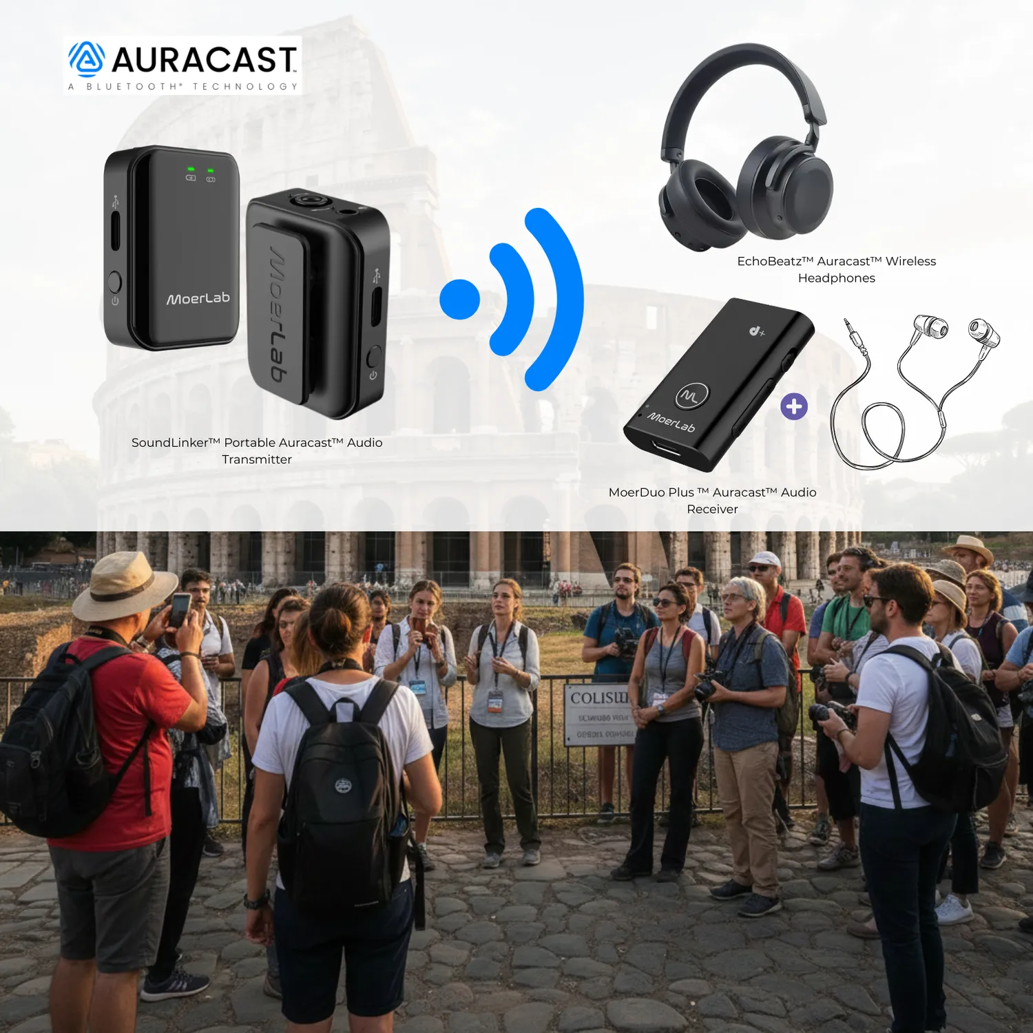 Moerlab SoundLinker Portable audiozender Auracast 40ms