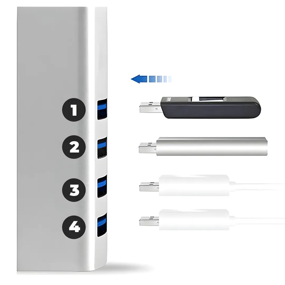 WiseQ USB Hub 3.0 Splitter Zilver 4 Poorten 5Gbps