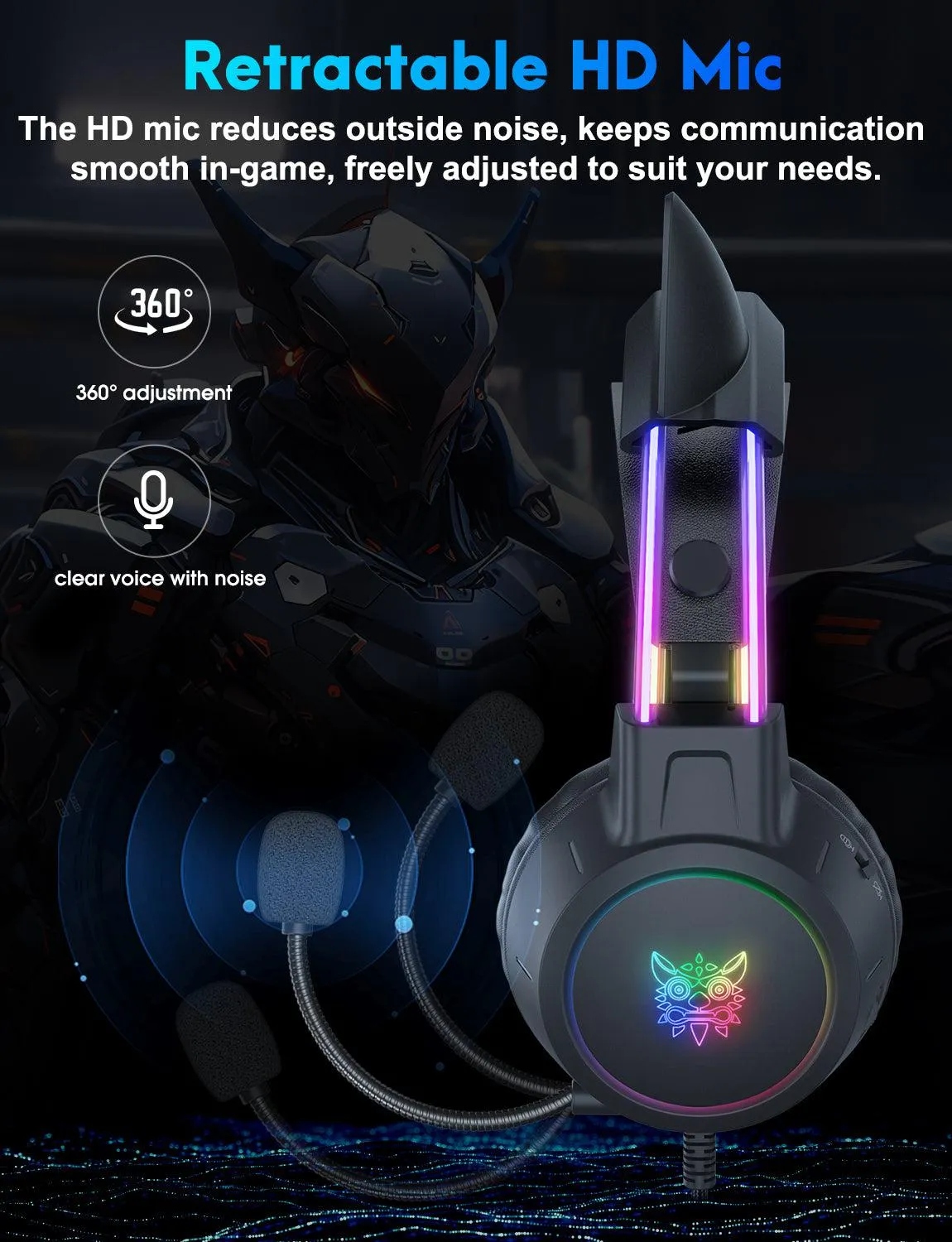 ONIKUMA X15 Pro gaming headset zwart kattenoren