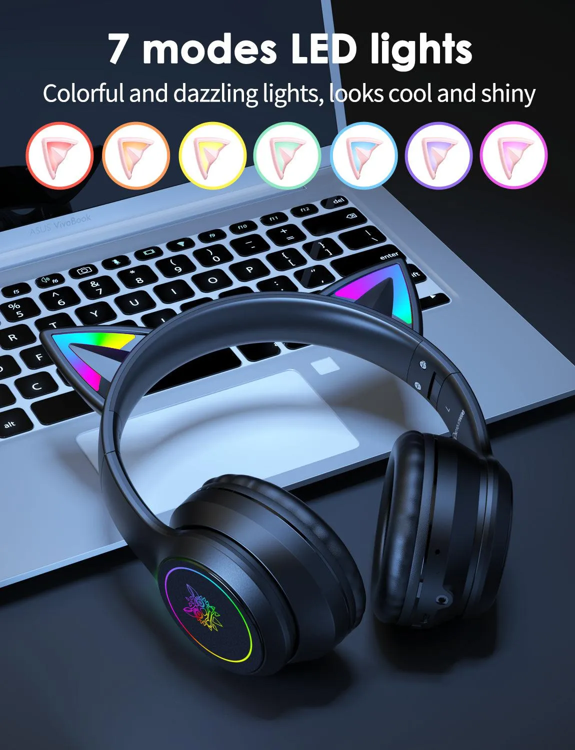 ONIKUMA B90 cat ear headset roze bluetooth