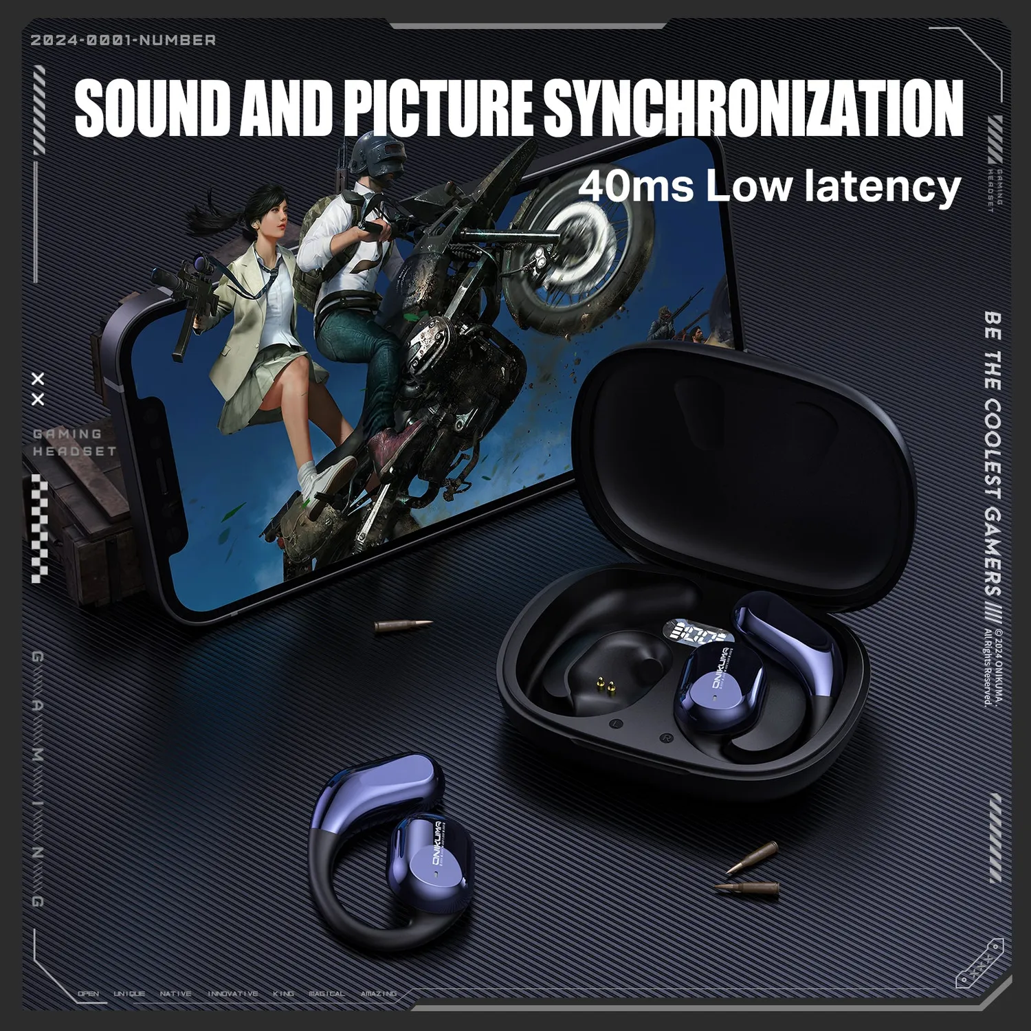 ONIKUMA T209 bluetooth oordopjes cyberpunk 40 ms