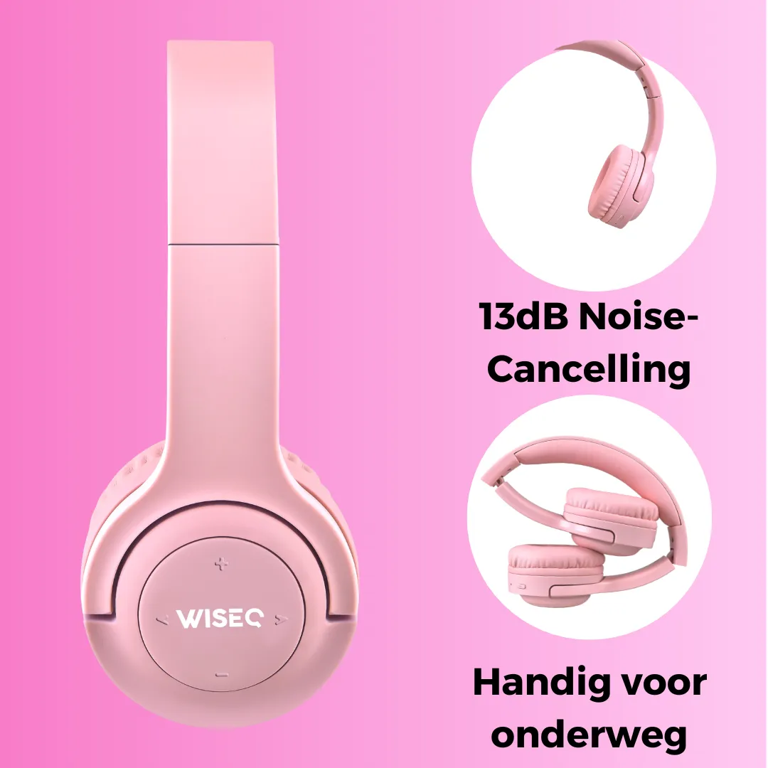 WISEQ Hero Kinderkoptelefoon bluetooth 38 uur roze